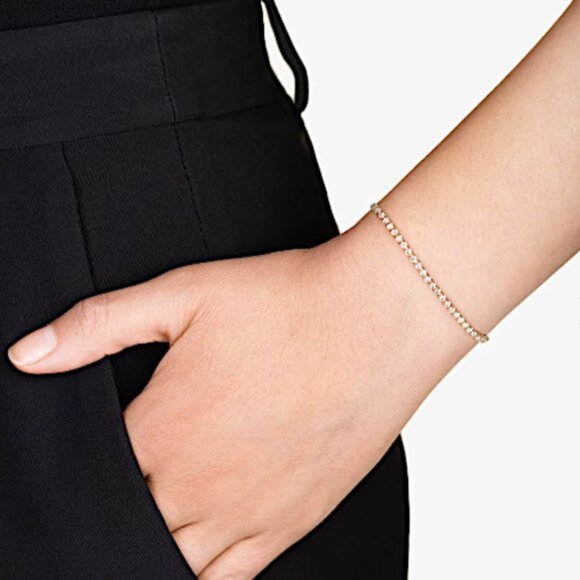 New ~ Anthropologie Shashi Gold Diamond Tennis Bracelet - Picture 3 of 12